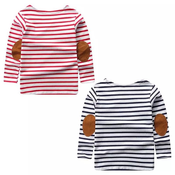 Toddler Kids Striped Long Tee - RED - Picture 3 of 6